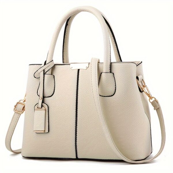 Large Capacity Gray PU Tote Bag - Image 8