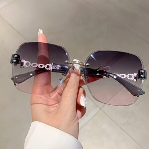 Fashionable vintage Women's glasses with large frames, borderless high-end fashion glasses