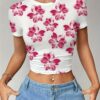 Women'S Floral Print Crop Top T-Shirt - Image 4