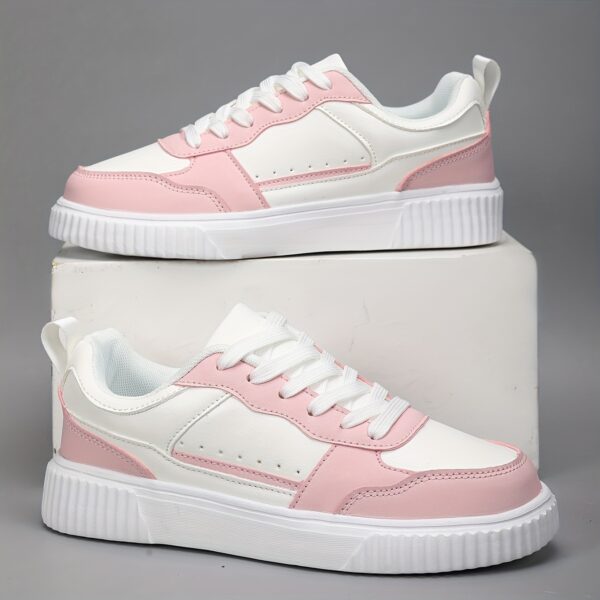 Pink & White Color-Block Casual Sneakers - Image 5