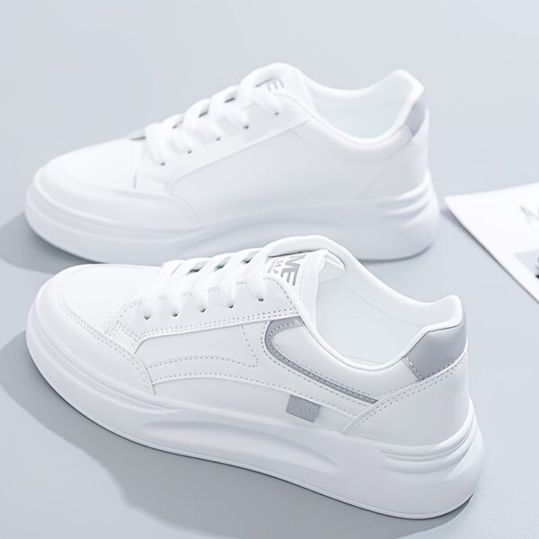Women's White Low-Top Sneakers with Mint Green Accents - Image 3