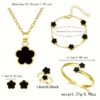 Lucky Clover Bracelet, Necklace, Earrings, Bracelet, Ring Five-piece Set - Image 5