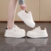 Women's White Low-Top Lace-Up Casual Sneakers with Thick Cushioned TPU Sole - Image 11