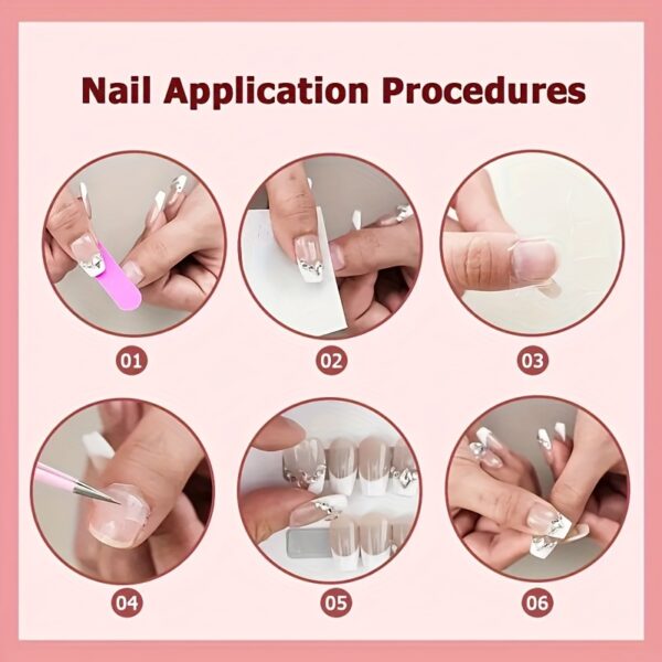 Pink Princess Gradient Butterfly Bow Handcrafted Nails - Image 8
