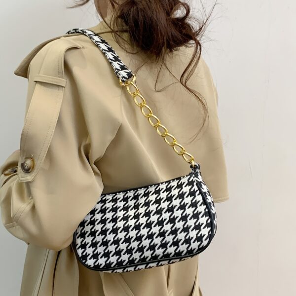 Women's Fashion Houndstooth & Leopard Print Crossbody Bag - Image 5