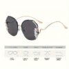 Buy 1 Get 1 Free, 2pcs Rhinestone Glasses, Women's Frameless Gradient Lens, Unique Bent Leg Design - Image 6