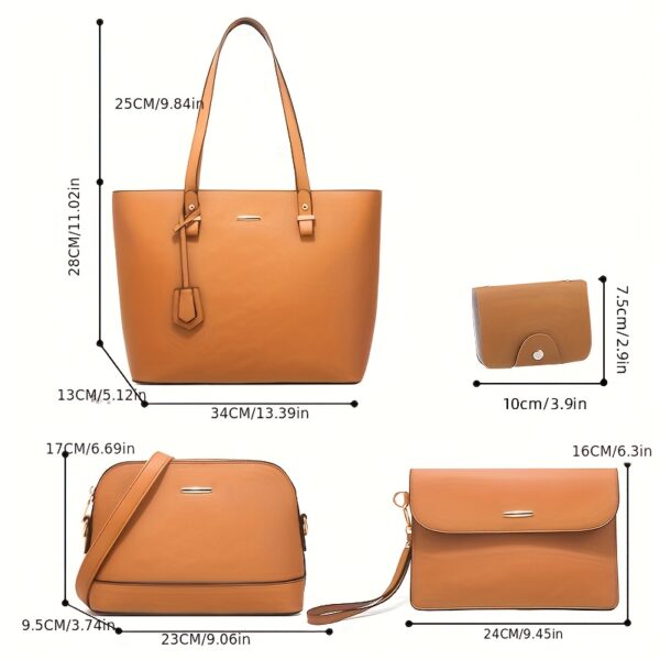 4pcs Simple Solid Color Tote Bag Set - Image 3