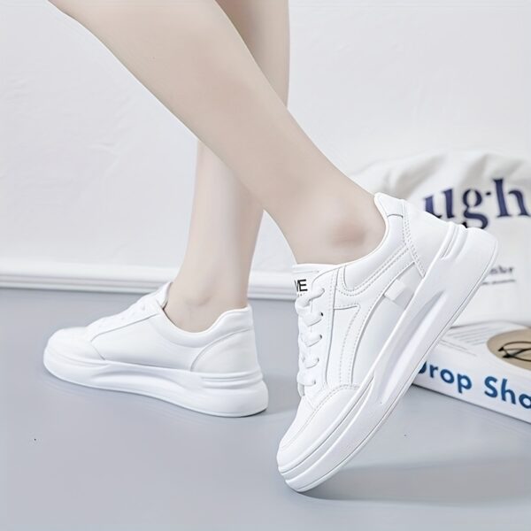 Women's White Low-Top Sneakers with Mint Green Accents - Image 4