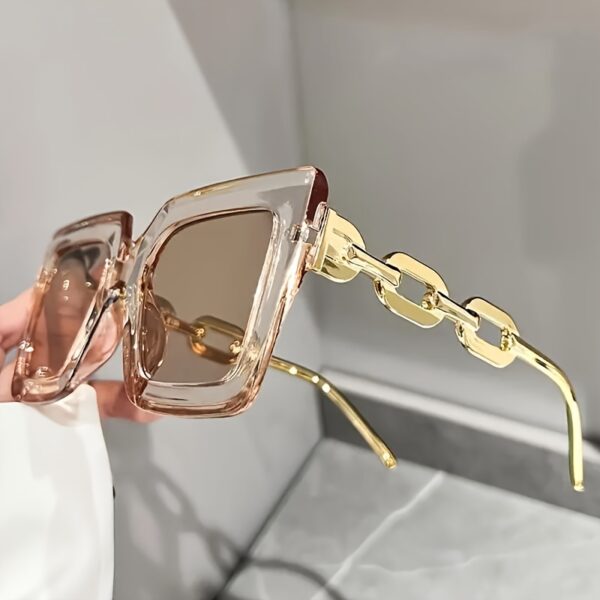 Oversized square fashion glasses with PC lenses - Image 2