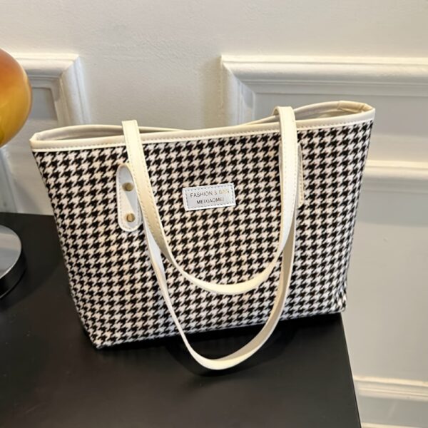 1 pc Women's Houndstooth Tote Bag - Image 10