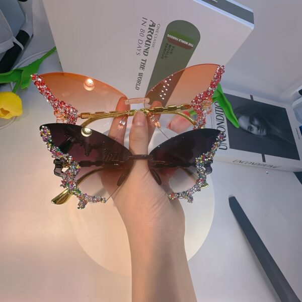 American Fashion Butterfly Shape Diamond Large Frame Retro Trend High-End Prom Catwalk Glasses - Image 5