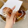 Buy 1 Get 1 Free, 2pcs Rhinestone Glasses, Women's Frameless Gradient Lens, Unique Bent Leg Design - Image 12
