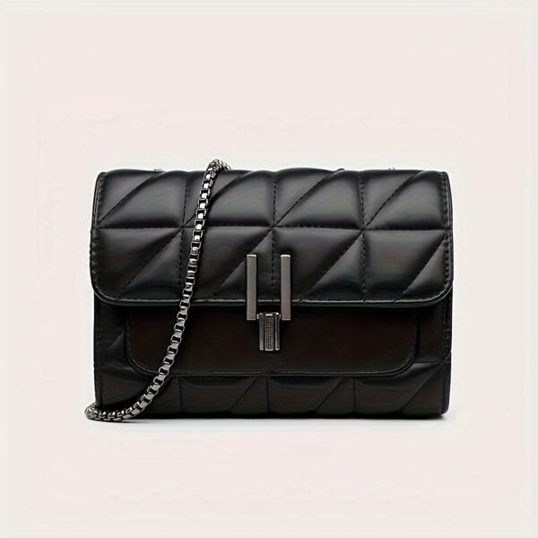 Elegant Black Mini Tartan Crossbody Bag with Adjustable Shoulder Strap - Image 6