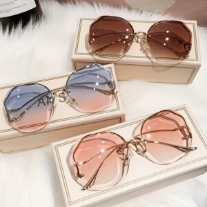 Women's Frameless Square Fashion Glasses with Gradient Lenses & Metal Frame