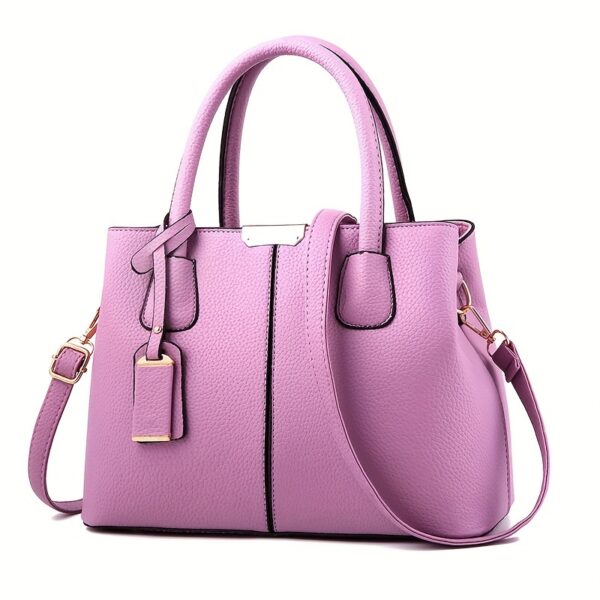 Large Capacity Gray PU Tote Bag - Image 11