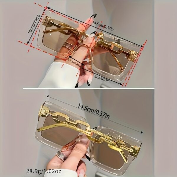 Oversized square fashion glasses with PC lenses - Image 5