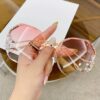 Buy 1 Get 1 Free, 2pcs Rhinestone Glasses, Women's Frameless Gradient Lens, Unique Bent Leg Design - Image 13