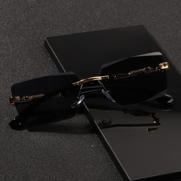 A pair of fashionable glasses with a retro style, featuring rimless leopard print temples and a compact trendy frame - Image 7