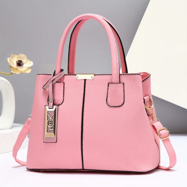 Large Capacity Gray PU Tote Bag - Image 15