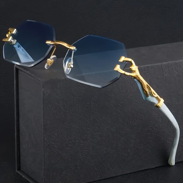 Stylish Retro Frameless Polygon Metal Frame With Leopard Print Design - Image 6