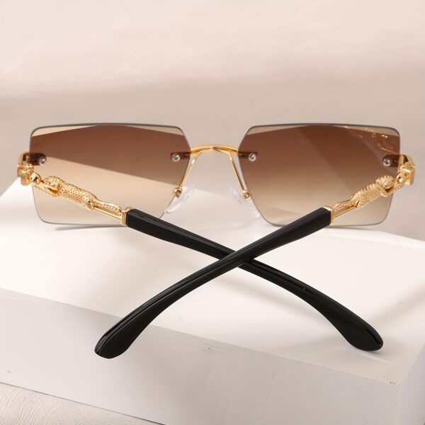 A pair of fashionable glasses with a retro style, featuring rimless leopard print temples and a compact trendy frame - Image 10