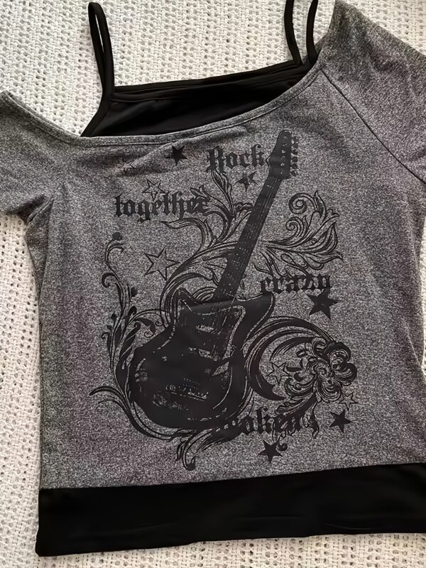 Two-Tone Gray & Black T-Shirt for Women - Image 2