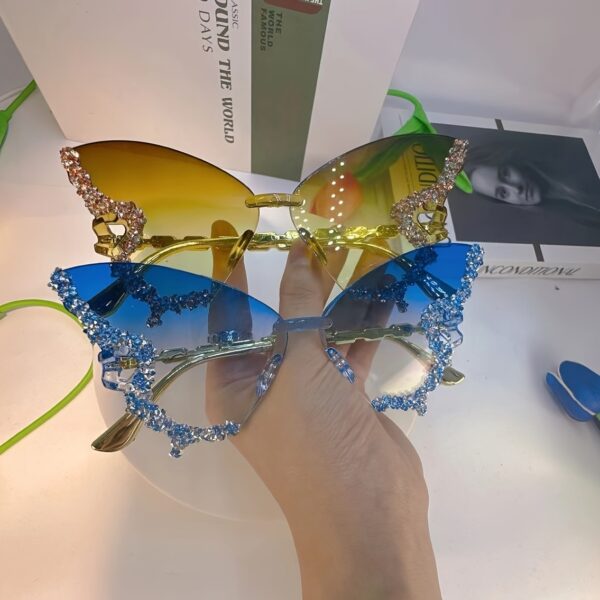 American Fashion Butterfly Shape Diamond Large Frame Retro Trend High-End Prom Catwalk Glasses - Image 11