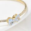 1 pc Elegant Silver-Tone Open-End Heart-Shaped Zirconia Bracelet - Image 6