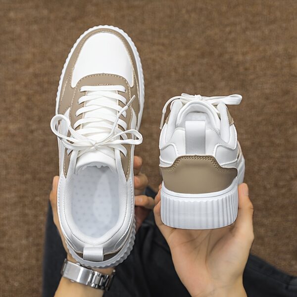 Classic White & Beige Low-Top Casual Sneakers - Image 10