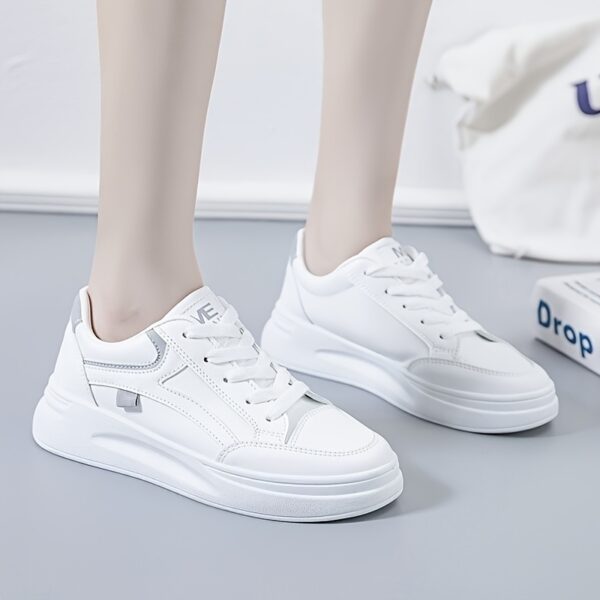 Women's White Low-Top Sneakers with Mint Green Accents - Image 8