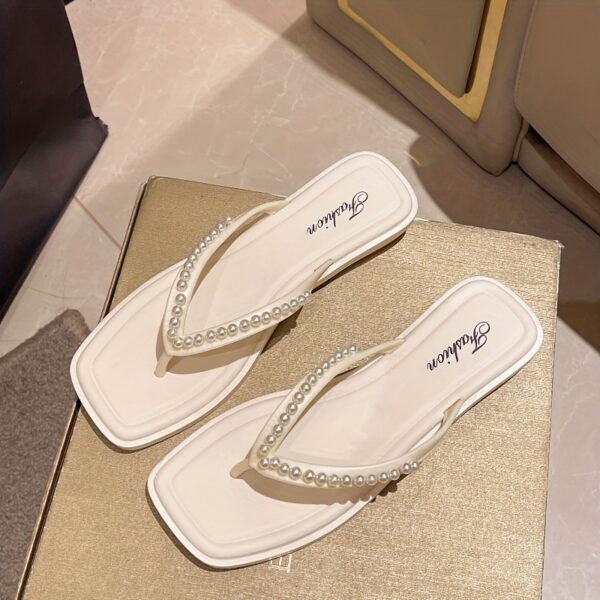 Women's Elegant Rhinestone-Embellished Slide Sandals - Image 2