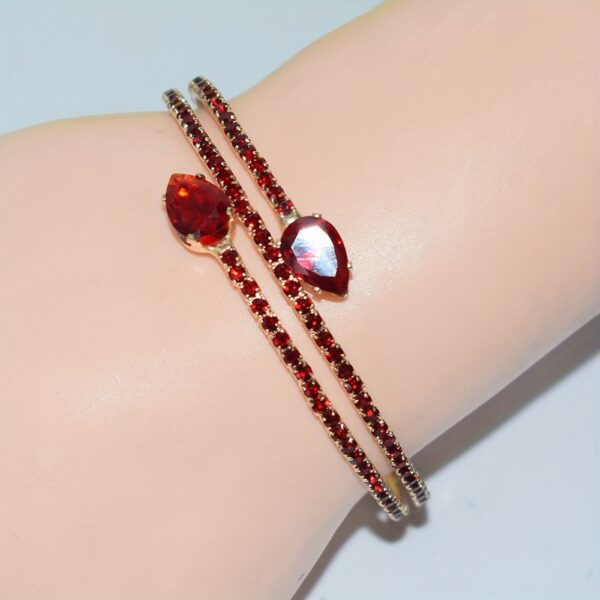 A Double-layer Water-drilled Water Drop Zirconia Open Bangle Suitable For Ladies To Wear - Image 11