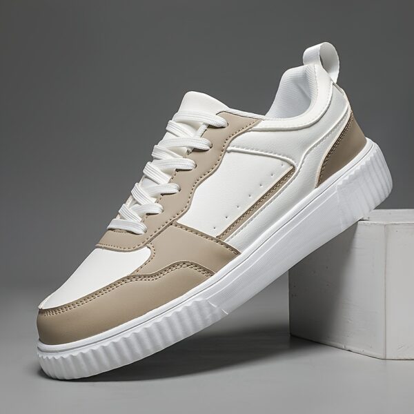 Classic White & Beige Low-Top Casual Sneakers - Image 11
