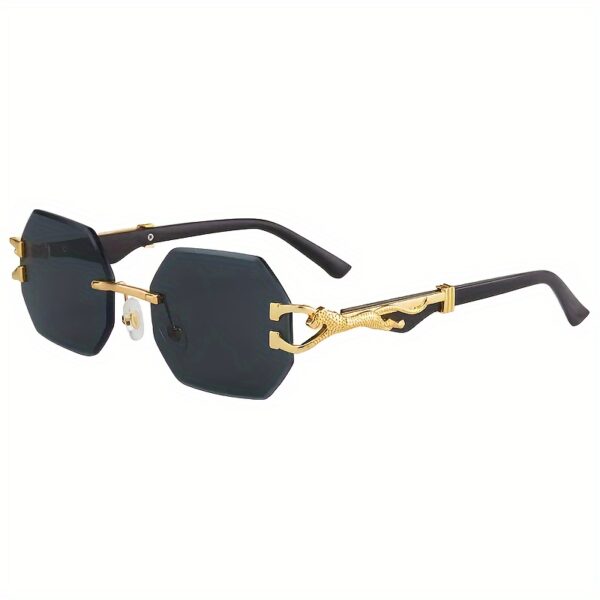 Stylish Retro Frameless Polygon Metal Frame With Leopard Print Design - Image 7