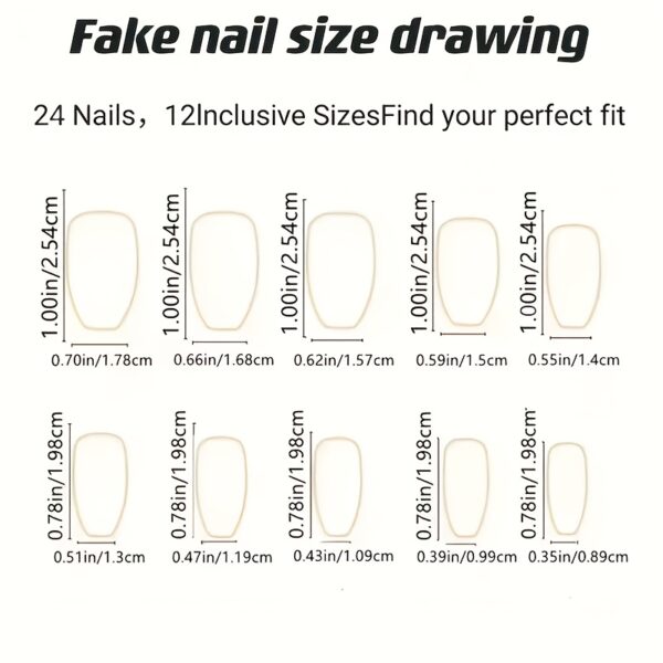24pcs Medium-Length Camellia Rose Press-On Nail Set - Image 6