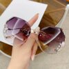 Buy 1 Get 1 Free, 2pcs Rhinestone Glasses, Women's Frameless Gradient Lens, Unique Bent Leg Design - Image 8