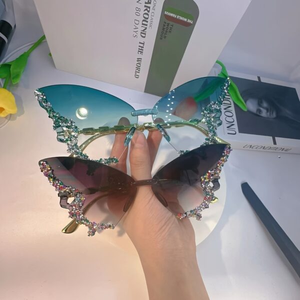 American Fashion Butterfly Shape Diamond Large Frame Retro Trend High-End Prom Catwalk Glasses - Image 7