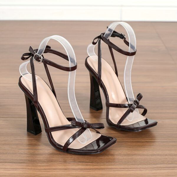 Women'S Stylish Black High-Heel Shoes with Bow Accents - Image 3