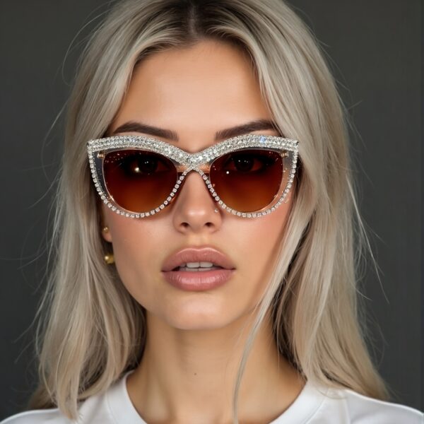 European and American Women's Rhinestone Designer Decorative Glasses - Image 3