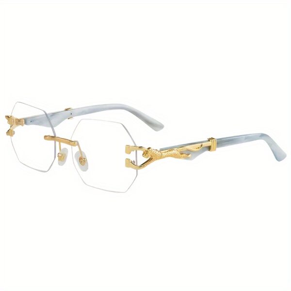 Stylish Retro Frameless Polygon Metal Frame With Leopard Print Design - Image 5