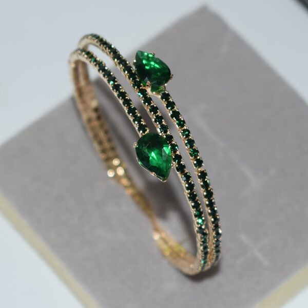 A Double-layer Water-drilled Water Drop Zirconia Open Bangle Suitable For Ladies To Wear - Image 4