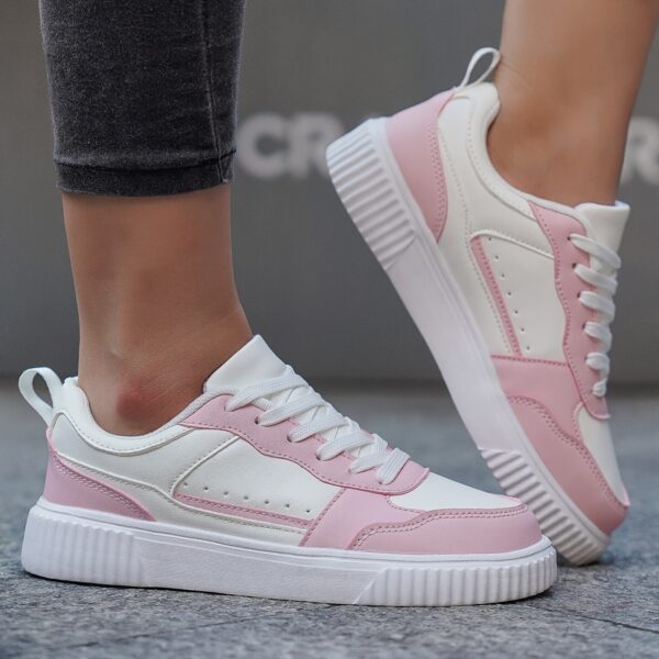 Pink & White Color-Block Casual Sneakers - Image 2