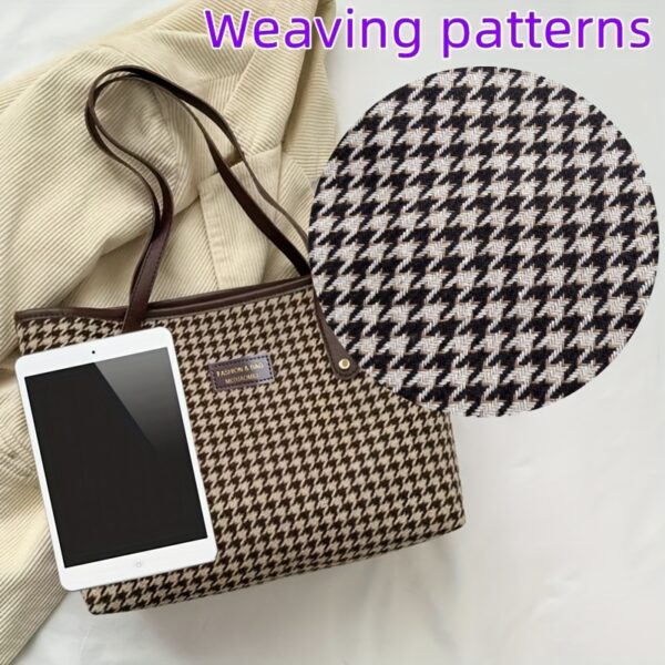 1 pc Women's Houndstooth Tote Bag - Image 2