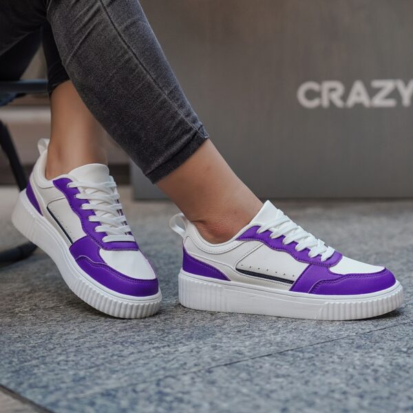 Pink & White Color-Block Casual Sneakers - Image 8