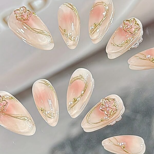 10pcs Of Wearable Nail Art Almond Shaped Handmade Nail Art - Image 2