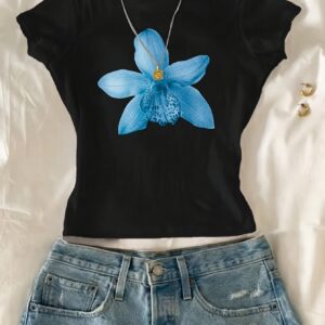 Women'S Floral Print Inspired Short Sleeve T-Shirt