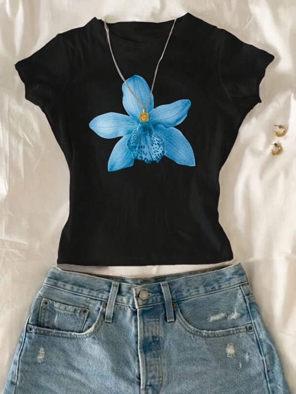 Women'S Floral Print Inspired Short Sleeve T-Shirt