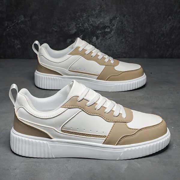 Classic White & Beige Low-Top Casual Sneakers - Image 9