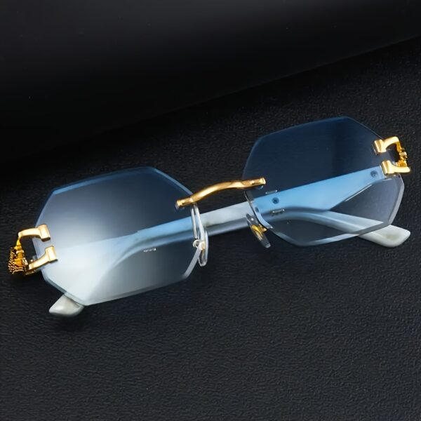 Stylish Retro Frameless Polygon Metal Frame With Leopard Print Design - Image 8