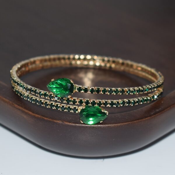 A Double-layer Water-drilled Water Drop Zirconia Open Bangle Suitable For Ladies To Wear - Image 10